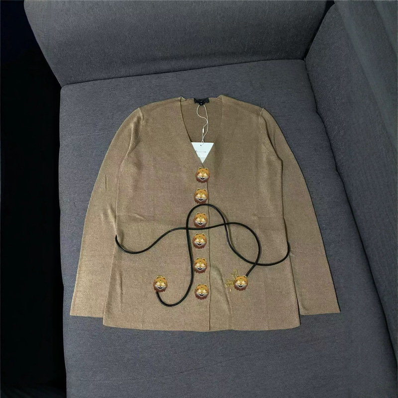 Original development details*C26b new women's V-neck leather cord tie cardigan Nanyou Original development details*C26b new women's V-neck leather cord tie cardigan Nanyou