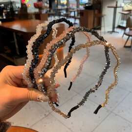 韩版潮新款简约水晶缠绕细边波浪发箍编织发窟发捆仙女闪亮发饰