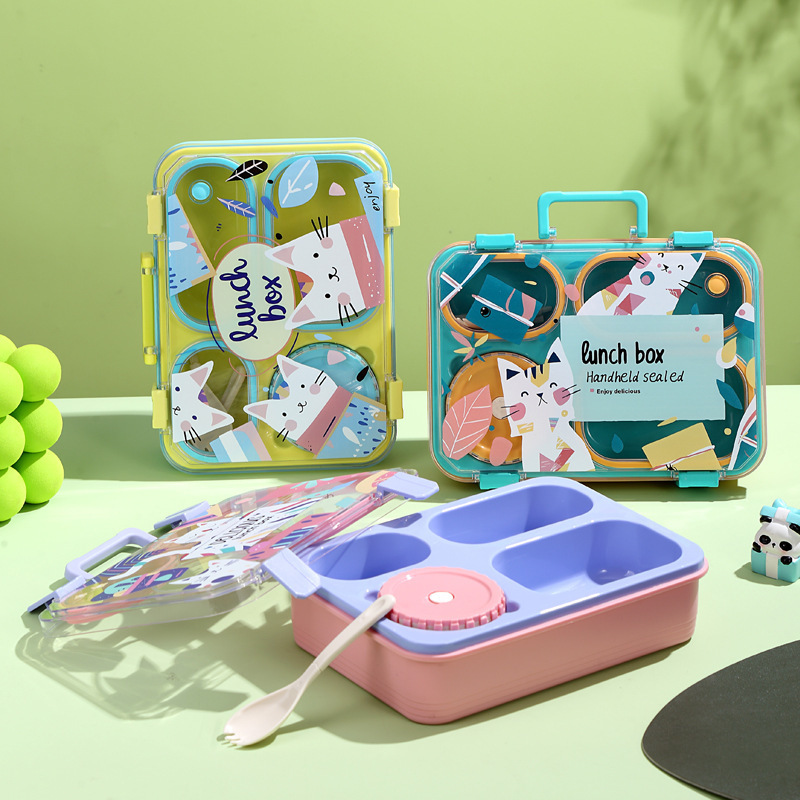 漫画柄の多層弁当箱、学生食堂用ランチボックス、会社員用携帯プラスチック弁当箱、電子レンジ対応|undefined
