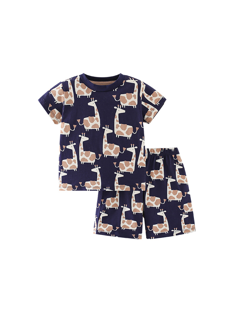 En stock malwee traje para niños verano nuevo estilo occidental casual cuello redondo ropa para niños europeos y americanos traje de dos piezas