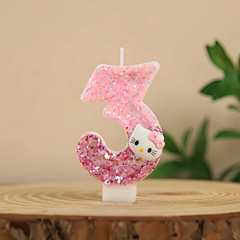 かわいいピンクの漫画の猫クリエイティブデジタルキャンドルケーキデコレーション誕生日キャンドルAmazon tuemホットセールアイテム