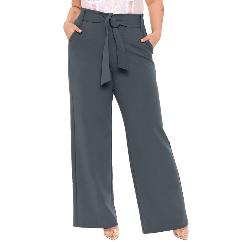Moda cinturón de moda pantalones de piernas anchas damas primavera y otoño nuevo color sólido pantalones largos largos relajados ociosos para mujeres image 10
