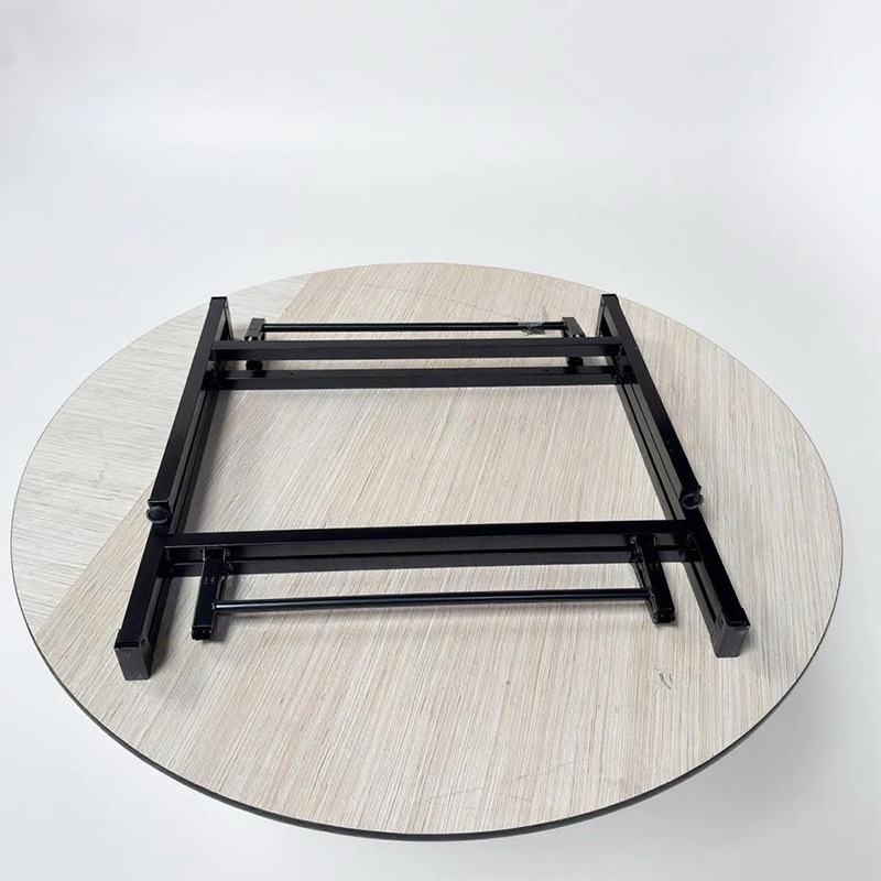 Fireproof Board Round Table with Glass Turntable, Easy to Disassemble and Assemble, Foldable Large Round Table for Home Use, Round Dining Table for Hotel Banquets and Restaurants