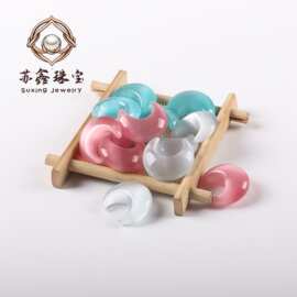 苏鑫珠宝 爆款新品月亮猫眼石吊坠 半成品手工DIY饰品配件批发