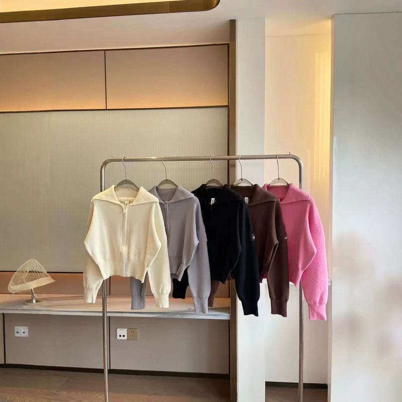 Al0 Spring New Style Lapel Sweater Zipper Cardigan Multi-Color Casual Knitwear Top Women's Versatile Jacket in Stock