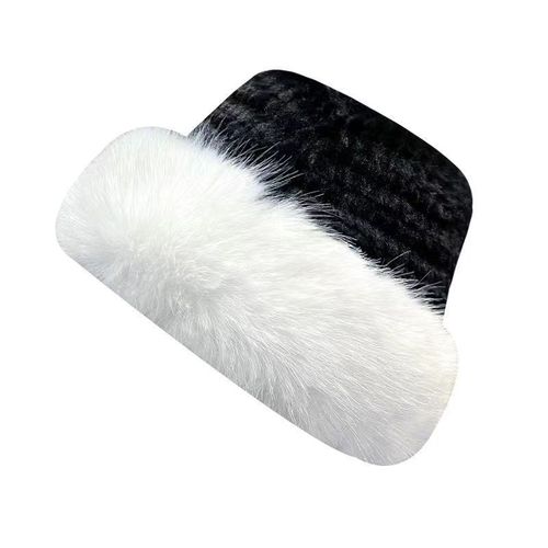Women's Winter Korean Version Trend Plush Warm Bunny Fur Fisherman Hat Autumn Winter Fleece Ear Warming Face Slimming Bucket Hat