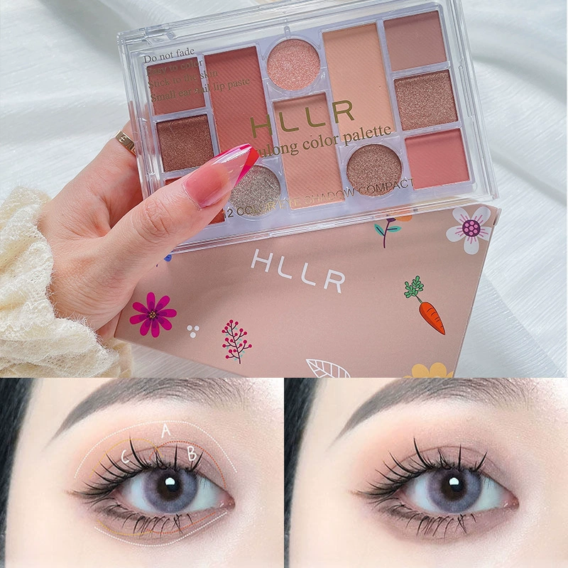 Палетка теней Helenli Woman Eyeshadow, матовые стразы для ногтей, 12 цветов, на каждый день