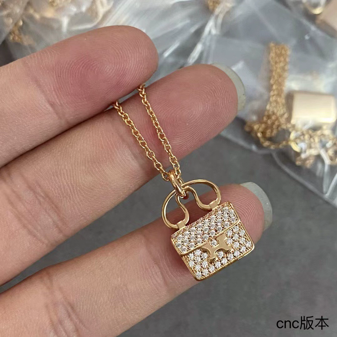 Классическая сумка, ожерелье, золотой кулон, образец серебро 925, 18K, розовое золото