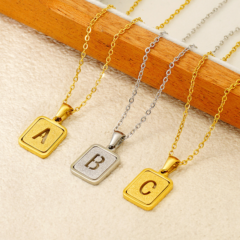 in stock stainless steel necklace cross-border Amazon wholesale personalized sand pressure new 26 letters pendant furnace plating in stock stainless steel necklace cross-border Amazon wholesale personalized sand pressure new 26 letters pendant furnace plating