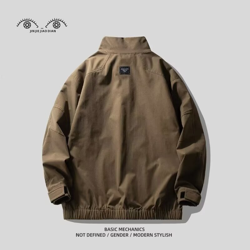 Pilotenjacke Herbst Herren American High Street Funktionaler Sonnenschutz Lose Stehkragen Mantel Top Workwear Style_voghion.com