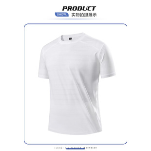 Cross-Border Wholesale Cross-Border Wholesale Ice Silk Quick-Drying Short-Sleeved T-Shirt Men's Summer Thin Loose T-Shirt 2024 New Style