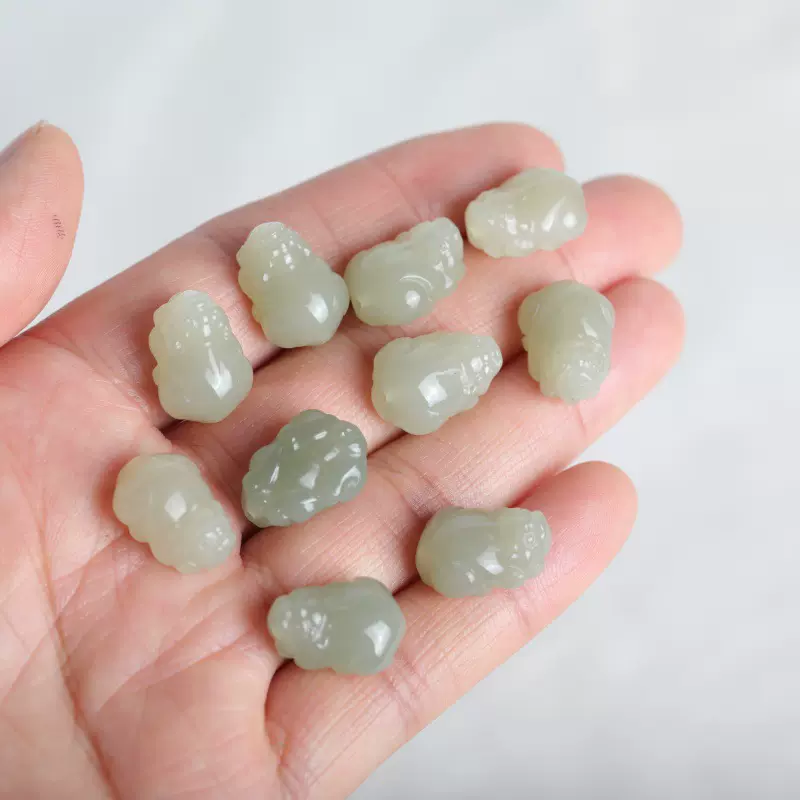 和田玉青海料小貔貅吊坠配饰  DIY绳艺项链包挂件饰品材料半成品