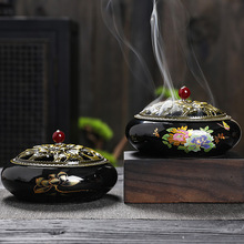大号夏季驱蚊蚊香炉大号盘香炉防蚊驱蚊艾草香炉牡丹荷花香炉摆件