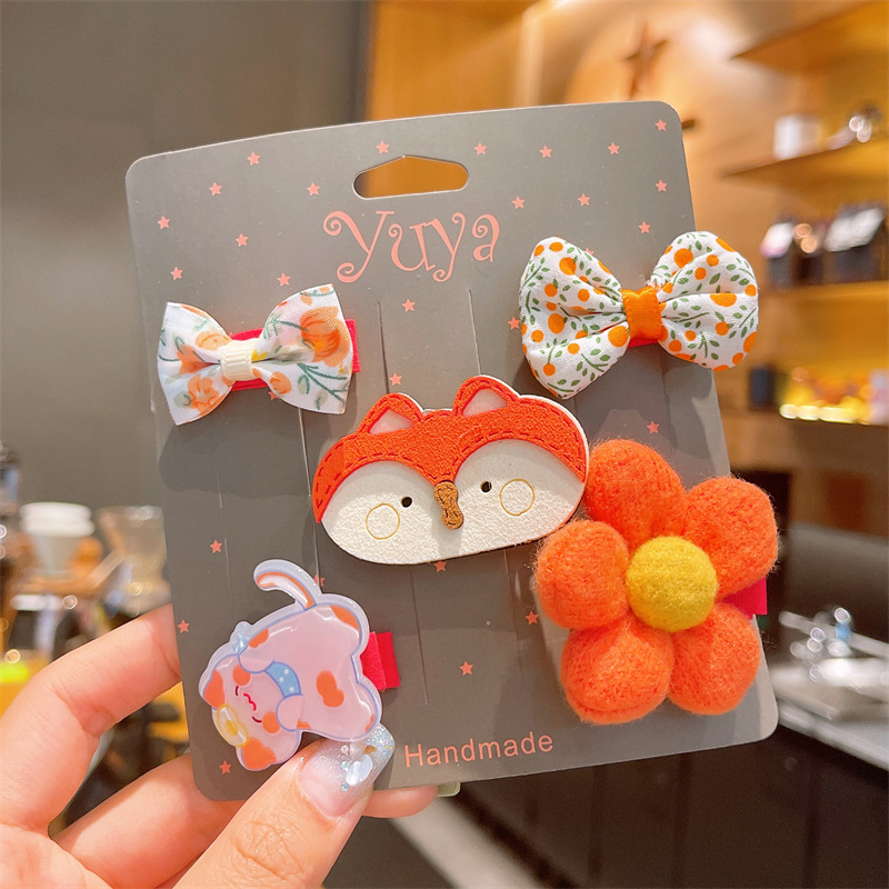 Tela de dibujos animados para niños flor horquilla bebé flequillos clip lateral niñas no lastiman el pelo tocado Internet celebridad 2022 Shixi