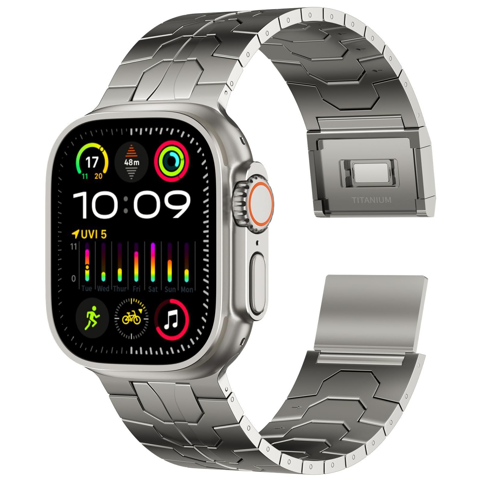 Aplicable Apple / Samsung reloj pulsera iWatch ultra 10 generación de acero inoxidable titanio metal hebilla magnética hombre nuevo