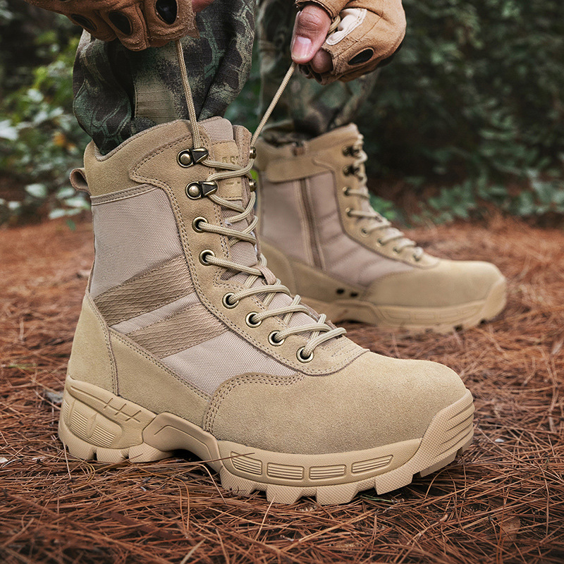 Botas de combate transfronterizas de tamaño grande para hombres al aire libre Botas de montaña Botas tácticas para hombres Botas de campo para hombres Botas de desierto