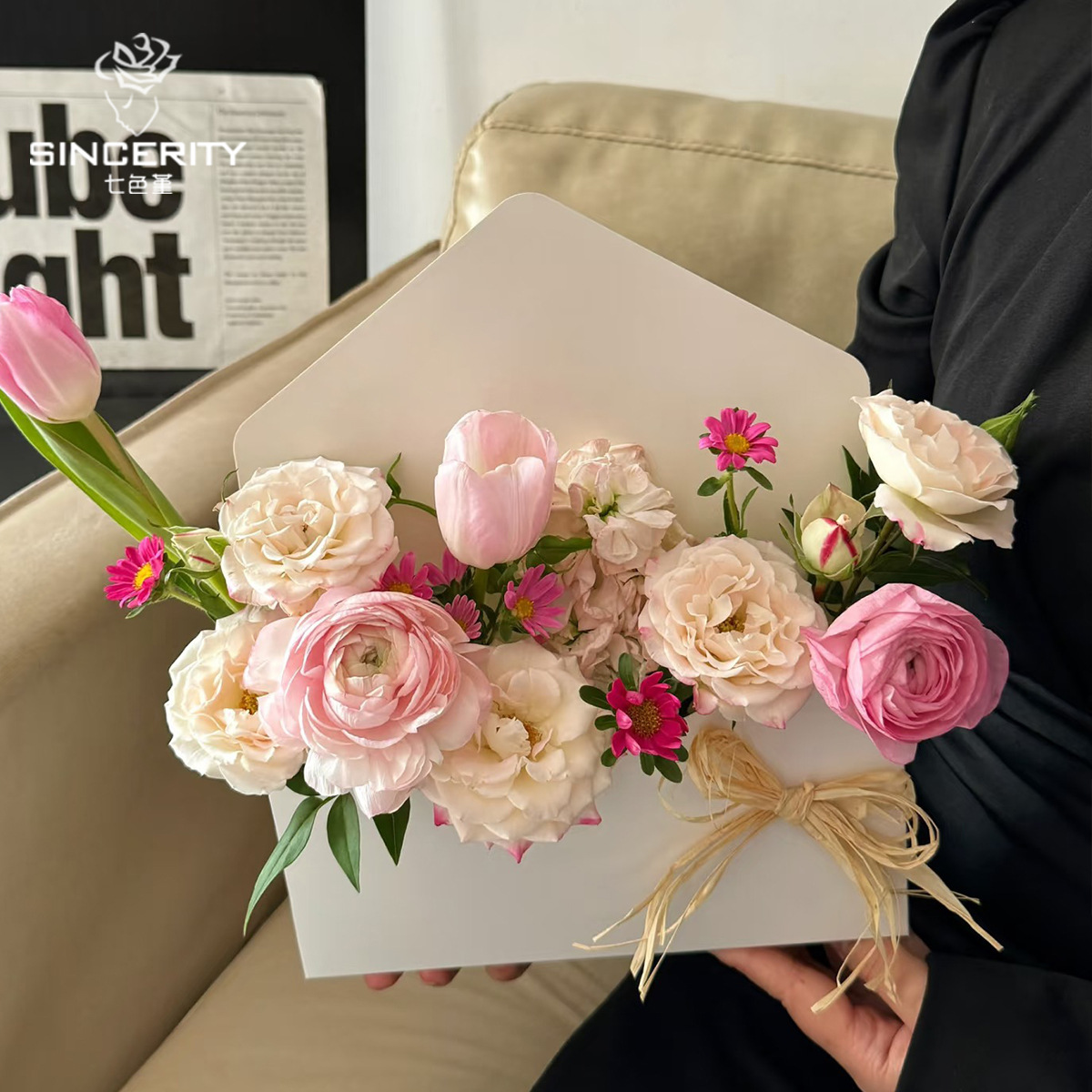 Cuatro colores Cordier otoño sobre caja de flores creativa ramo de flores sobre colorido florista material de flor