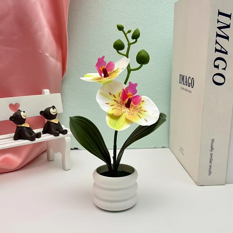 クロスボーダーのシミュレーション胡蝶蘭盆栽花付きデスクトップ装飾プラスチック造花盆栽撮影植木鉢置物花頭|undefined
