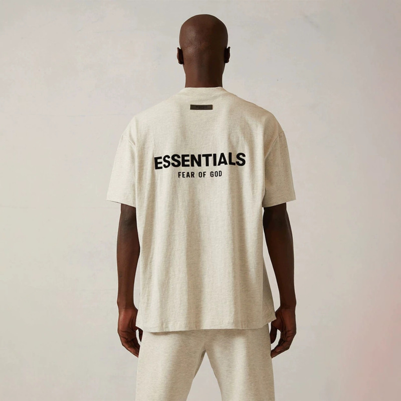 2022SS Short-Sleeve T-Shirt Black Flocked ESSENTIALS Trendy Brand Pure Cotton Short-Sleeve T-Shirt for Men and Women Couples High Street Style 2022SS Short-Sleeve T-Shirt Black Flocked ESSENTIALS Trendy Brand Pure Cotton Short-Sleeve T-Shirt for Men and Women Couples High Street Style