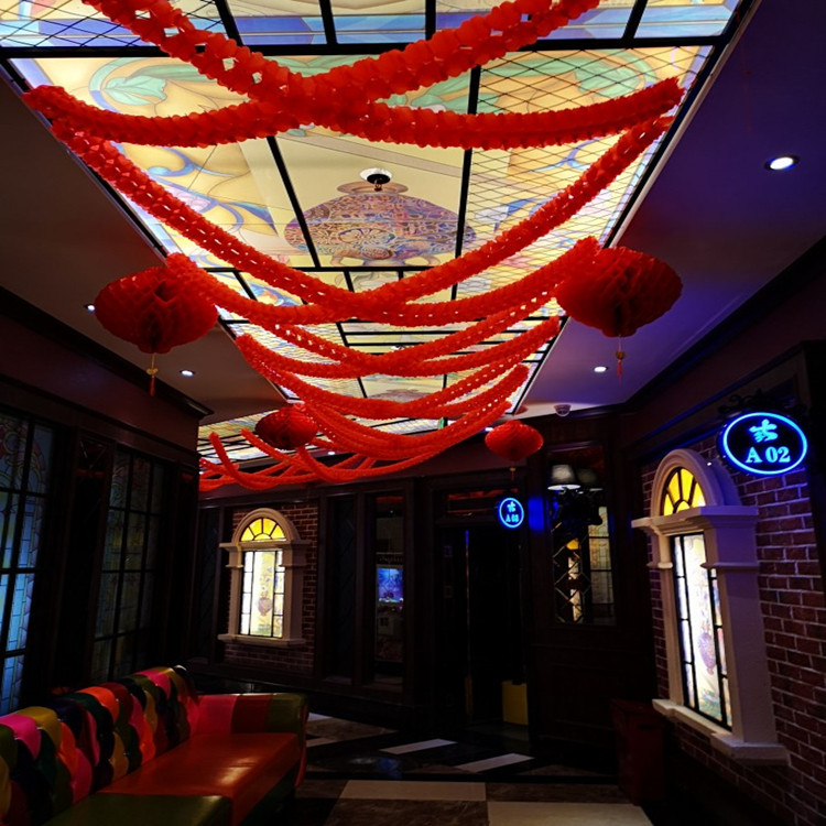 Supermercado del Festival de Primavera decoración de Año Nuevo flor roja pequeña barra redonda tamaño de barra redonda colorida barra redonda diseño de decoración de Año Nuevo