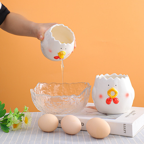Cross-border ceramic egg white and yolk separator wheat straw egg strainer baking egg separator protein liquid filter