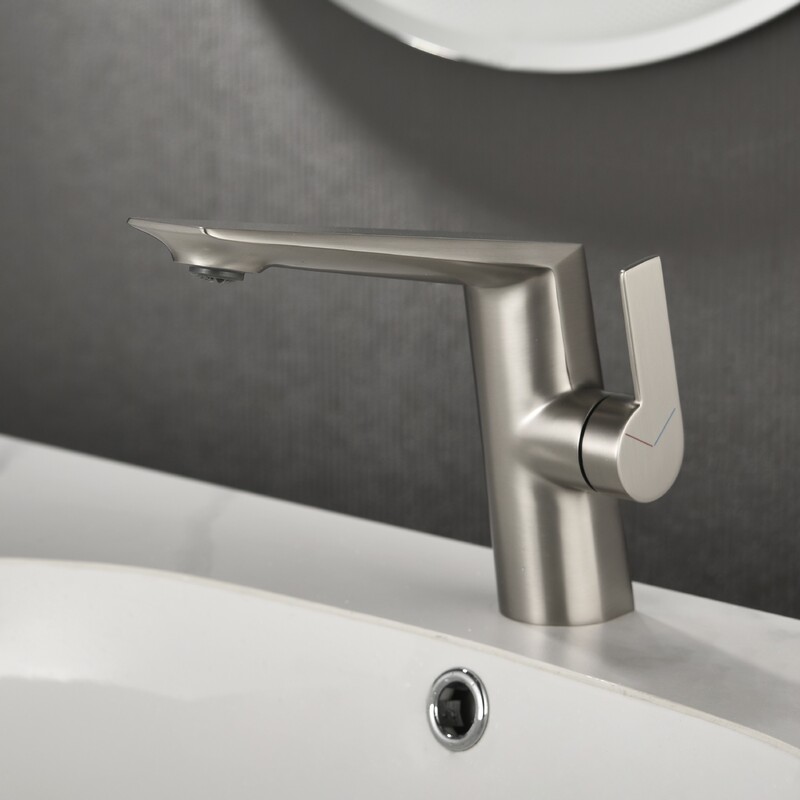 All-Copper Brushed Nickel Faucet for Home, Hotel, Engineering, Bathroom, Toilet, Basin, Minimalist Brushed Silver Faucet