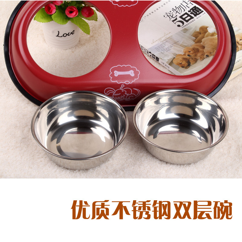 Pet Bowl 201 Stainless Steel Dog Double Bowl Dog Basin Cat Bowl Pet…