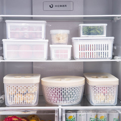 Kitchen rectangular fruit and vegetable storage box with lid, plastic food container with drainage for fruits and vegetables