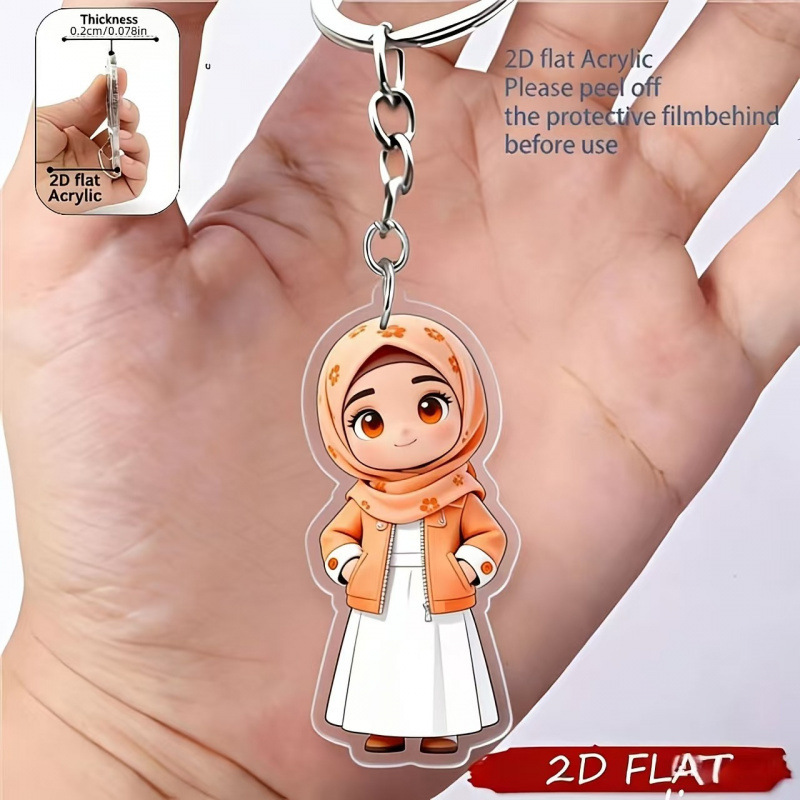 Colgante transfronterizo nuevo plano 2D niña acrílico llavero colgante mochila móvil bolsa de ejercicio colgante equipaje