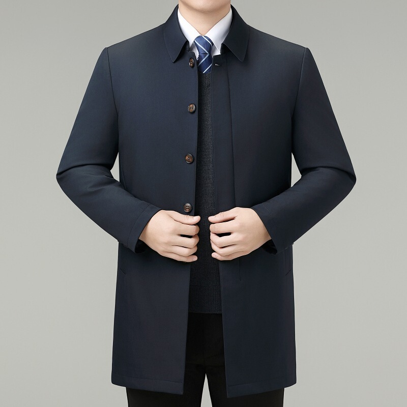 Men's Trench Coat 2025 Autumn and Winter Middle-Aged Business Casual Executive High-End Mink Velvet Thickened Cold-Proof Jacket Men's Trench Coat 2025 Autumn and Winter Middle-Aged Business Casual Executive High-End Mink Velvet Thickened Cold-Proof Jacket
