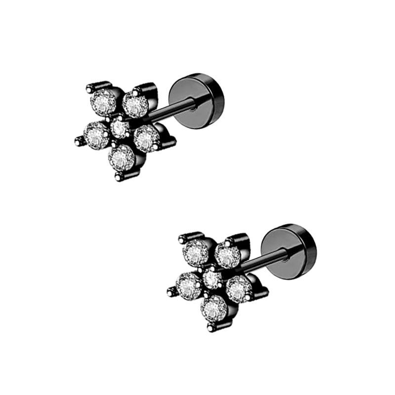 Stainless Steel Black Zircon Pearl Earrings Simple Geometric Stud Earrings for Women Fashion Piercing Jewelry 2024 Spring detail image 19
