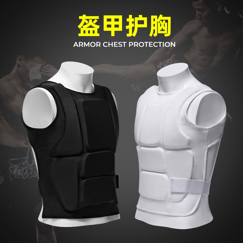 Karate Chest Protector for Men and Women, Competition Sports Long Chest Protector, White Cross-Border Trade Sanda Karate Protective Gear
