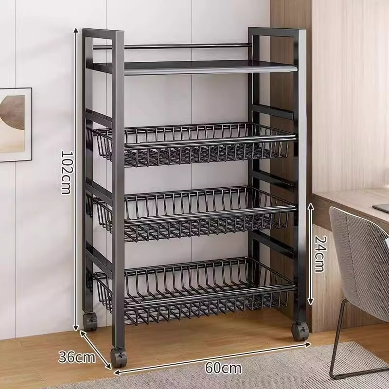 キッチン収納ラック床置き多層野菜家庭用モバイル収納ラック電子レンジ収納ラックキッチンキャビネット収納ラック|undefined