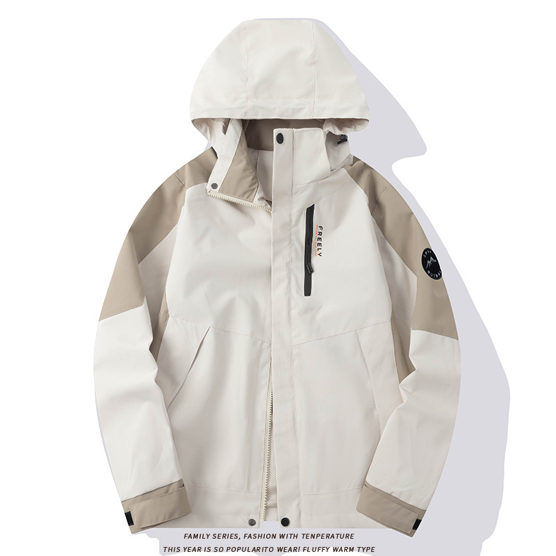 Spring and autumn outdoor sports men's and women's single-layer hooded three-proof water splash-proof fan can coat mountaineering hiking assault clothing