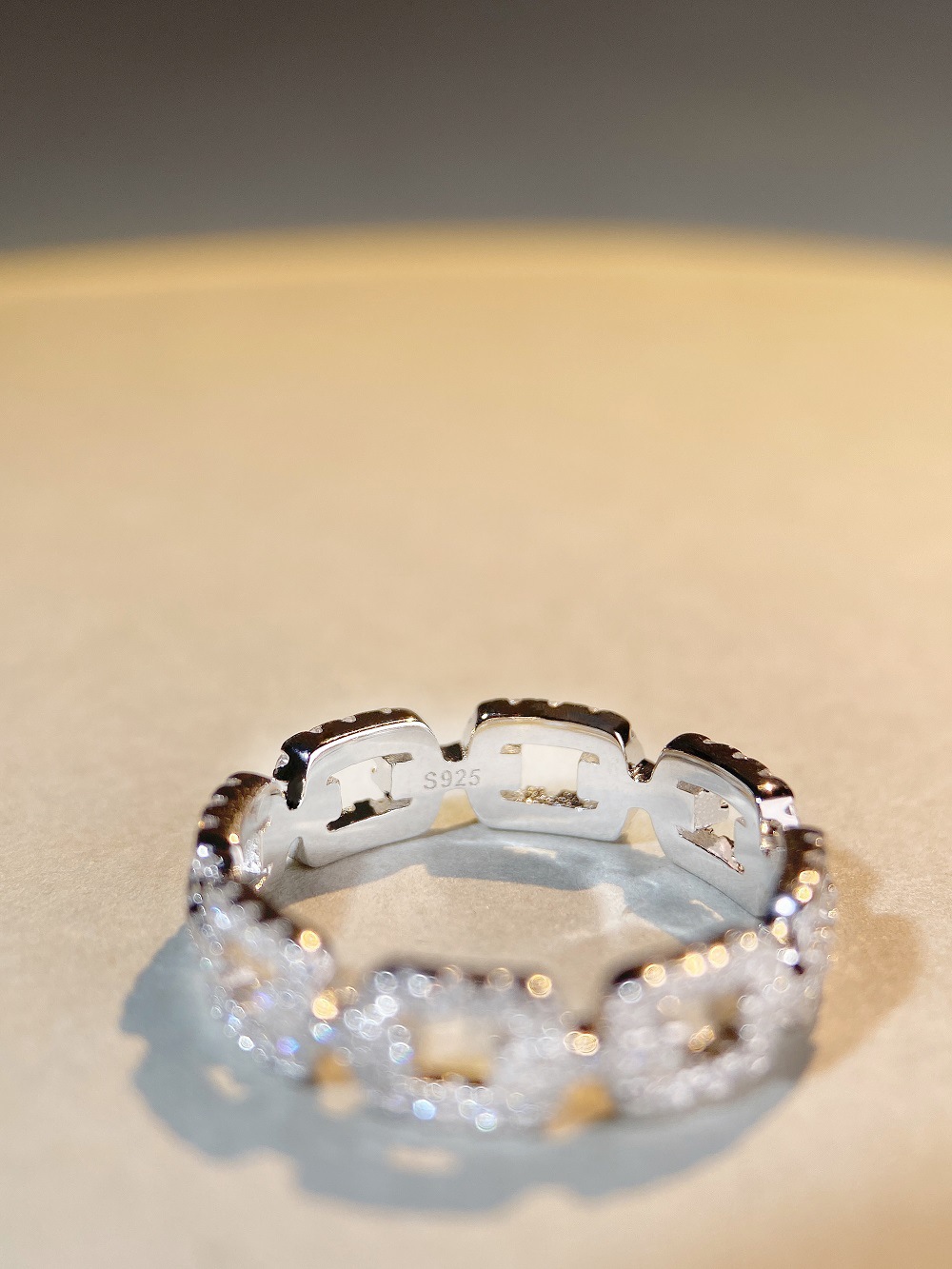 Simple Style Waves Sterling Silver Inlay Zircon Rings 1 Piece