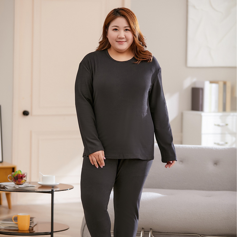 Fábrica directa calentamiento ropa interior de invierno de otoño pantalones de otoño tamaño 4XL 200 jin color sólido transfronterizo Amazon conjunto