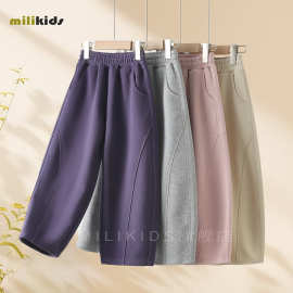 女童裤子春秋大童休闲香蕉弯刀裤初中生超好看宽松儿童运动裤童装