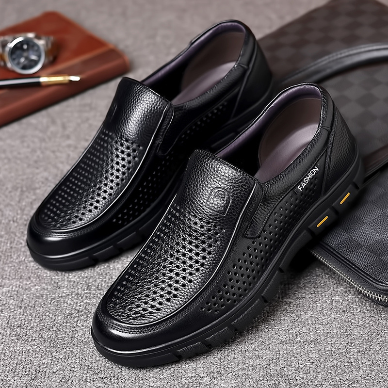 Old Man's Head Layer Cowhide plus size Sandals 47 Leather Shoes 48 Size Men's Holes Men's Shoes Genuine Leather Cross-border Foreign Trade Dad Shoes