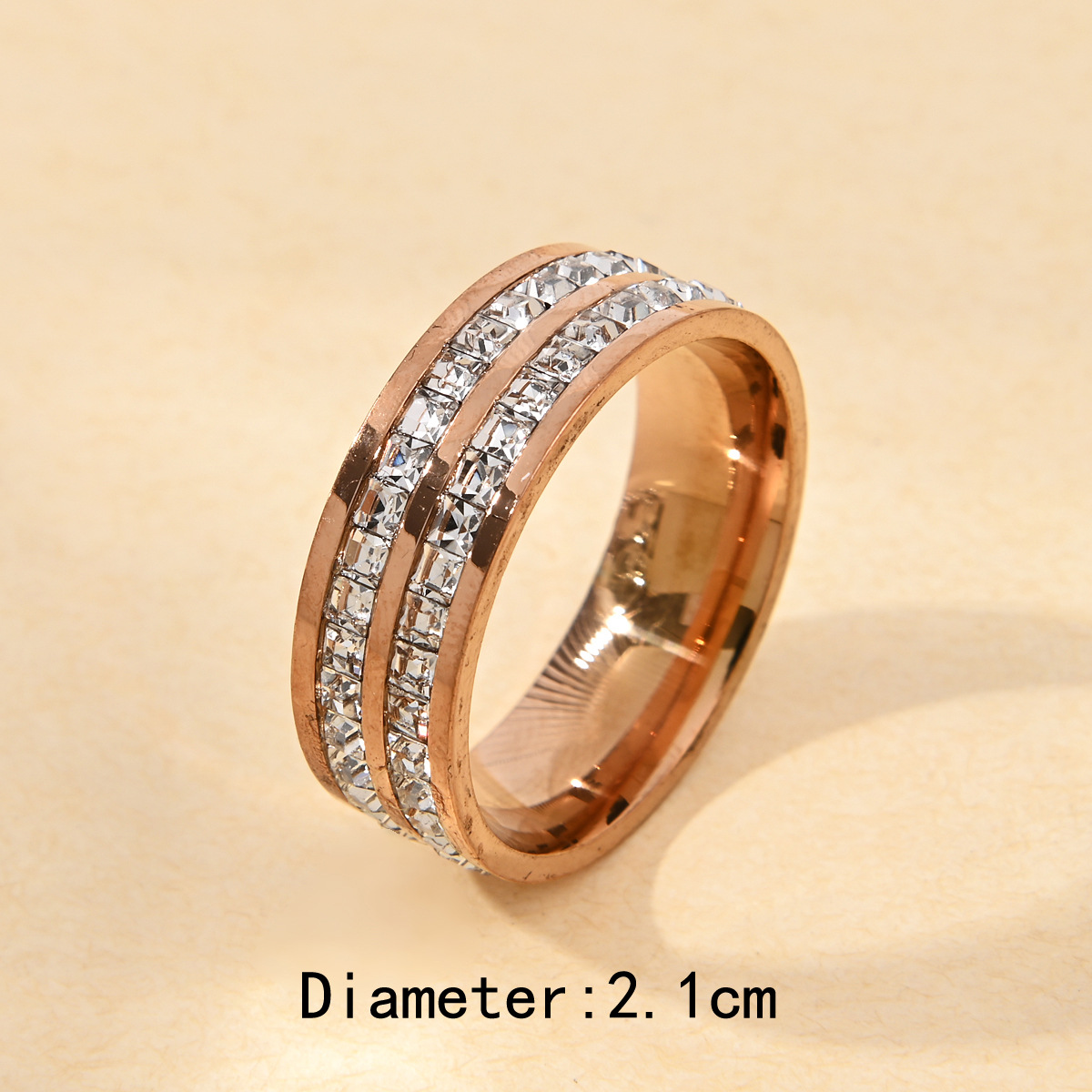 Simple and niche women's Instagrams couple square diamond ring, double rows of full diamonds that won't fade, high-end and light luxury tail ring pic 6