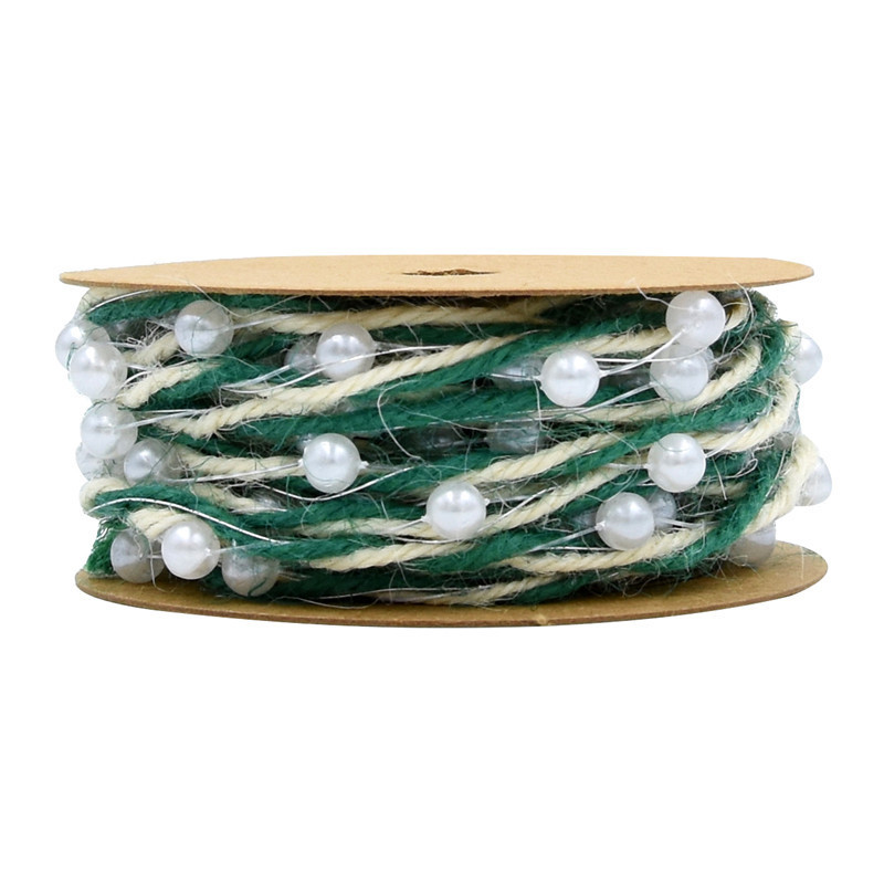 Nuevo transfronterizo tejido a mano contraposición corda de cáñamo flor de jardinería embalaje de regalos de cadena de cuentas con alambre de hierro 5 metros