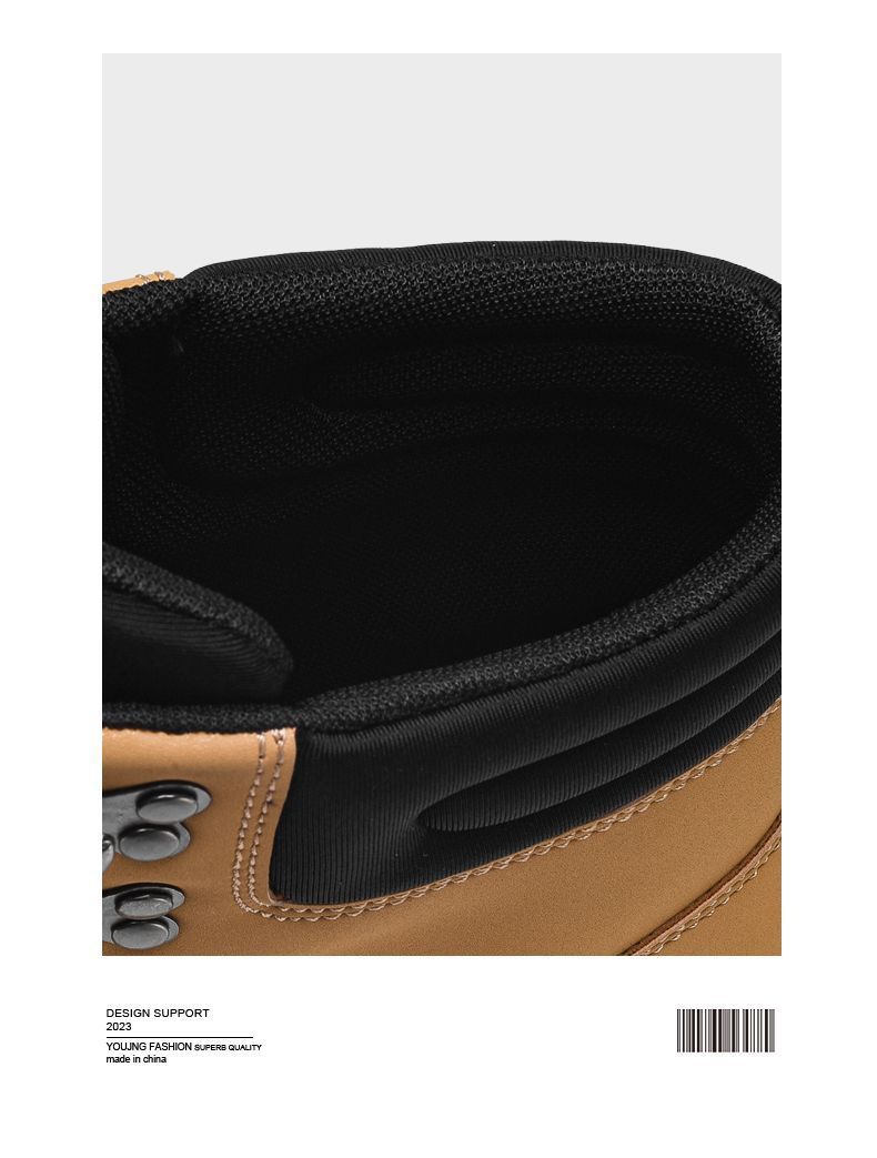 ShoeGlobe Men's Martin 2025 Autumn Winter New High-top American Retro Work Outdoor Waterproof Wear-resistant Hiking Boots Cotton_voghion.com