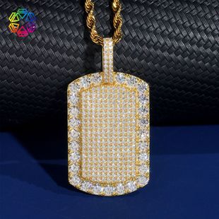 Rectangular Pendant S925 Silver Inlaid with Vvs Moissanite, Same Style for Men and Women, European and American Hip-Hop Trendyy Jewelry, Ready Stock from Manufacturers