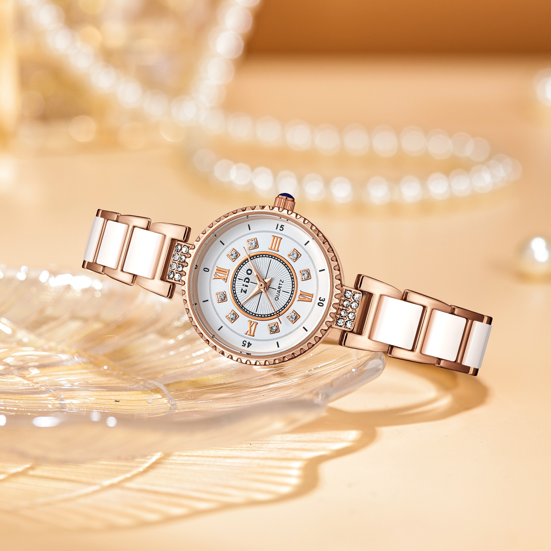 Damklocka quartz elegant minimalistisk design armbandsur_voghion.com