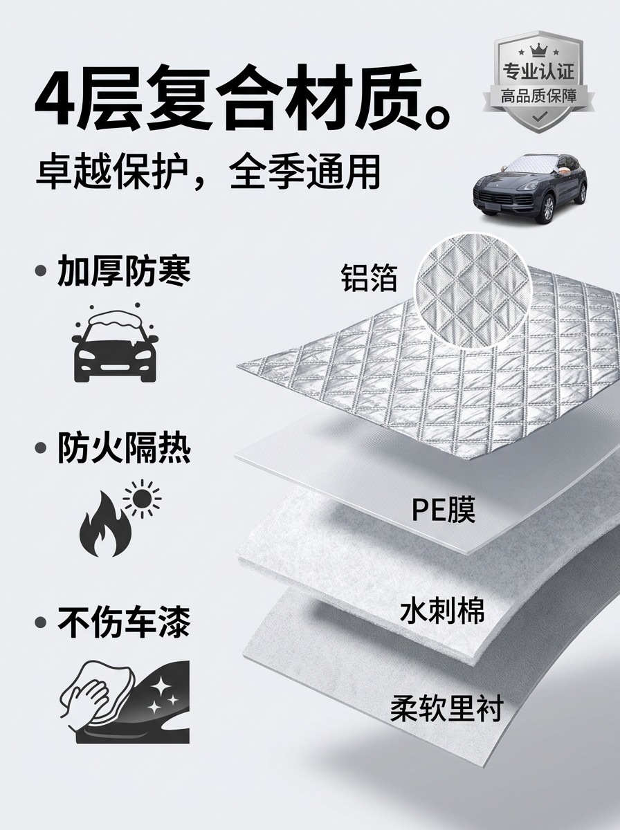 Car front windshield snow and light blocking panel, car window sunshade curtain, sun protection and heat insulation outer cover, dustproof car cover