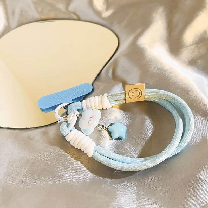Nube silenciosa estrella teléfono móvil colgante pulsera corta colgante de cámara colgante llavero universal cuerda de mano