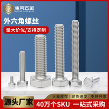 304不锈钢外六角螺栓全牙外六角螺丝六角头不锈钢螺丝M4/M5/M6/M8