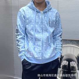 跨境潮牌克罗伈正确版秋冬时尚新款字母满印花连帽衫卫衣男女休闲
