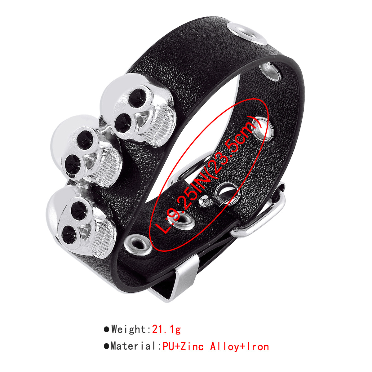 Cool Style Heart Shape Butterfly Skull Pu Leather Alloy Iron Inlay Rhinestones Womenu0027S Bangle 1