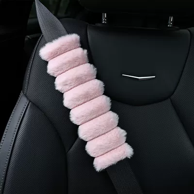 Striped Rabbit Seat belt shoulder pad - light-pink