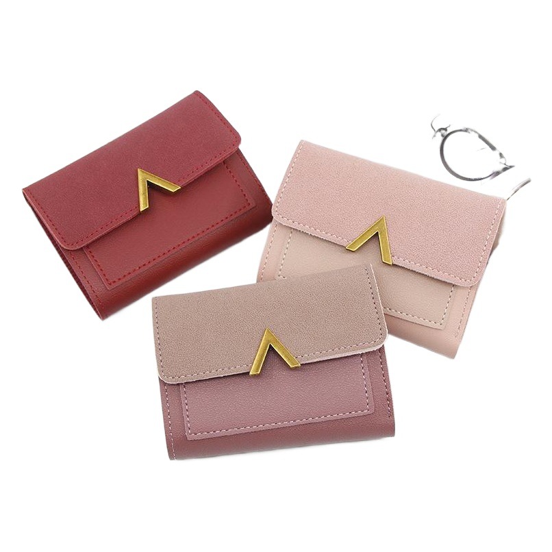 Nuevo estilo coreano de damas bolsas de tarjetas cortas bolsas pequeñas bolsas de tres plegadas bolsas de tarjetas de mujeres bolsas de tarjetas múltiples mini cubierta de tarjetas